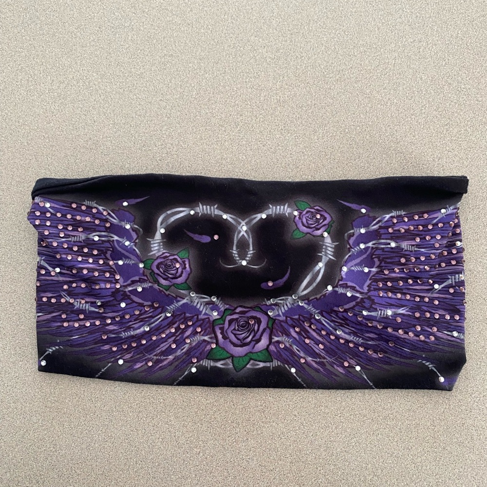 Purple and Black Headband with Rose Design